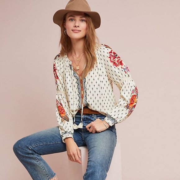 Anthropologie Tops - NWT Farm Rio Diana Peasant Top